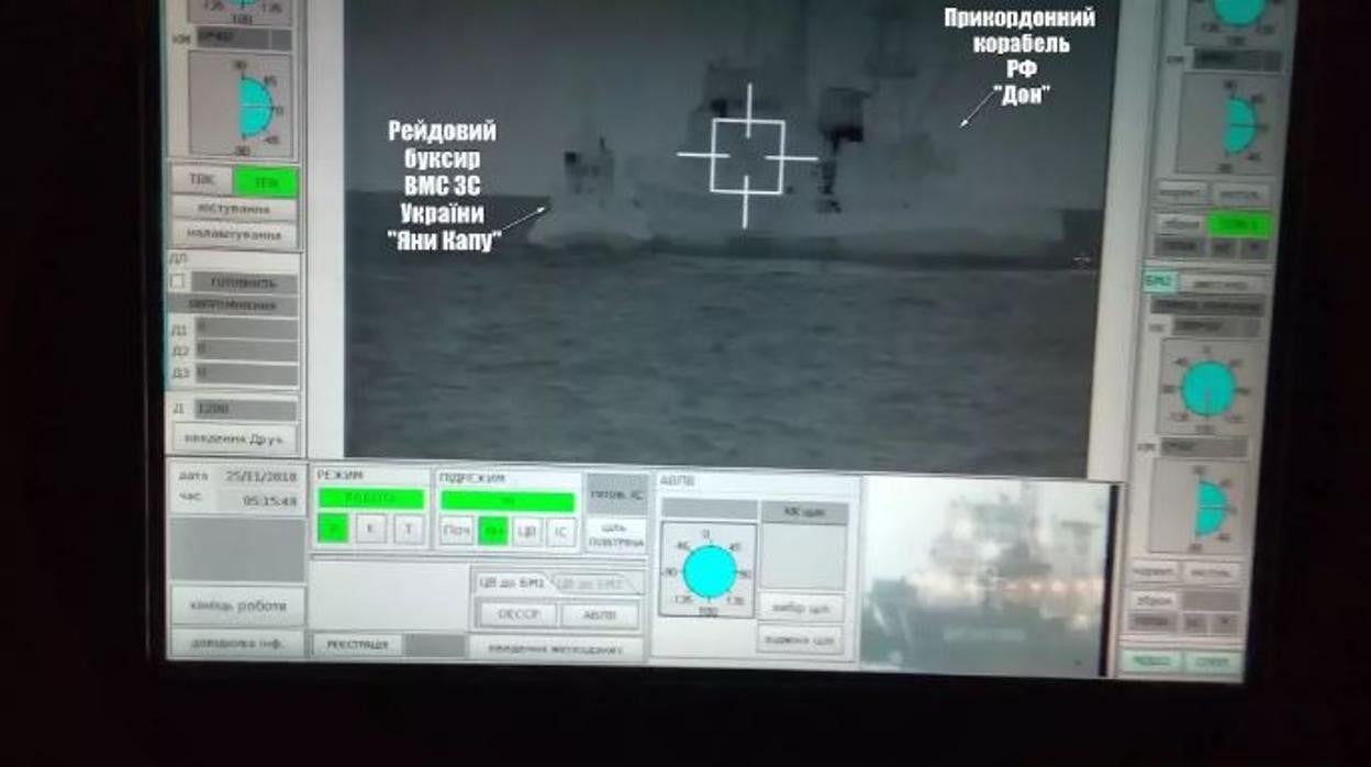 Imagen de archivo de un bloqueo de la Armada rusa en el estrecho de Kerch