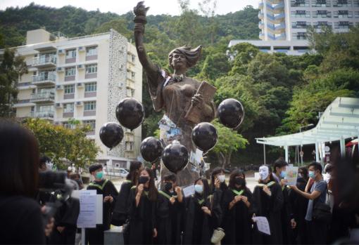 Estatua de la «Diosa de la democracia» en la Universidad China de Hong Kong