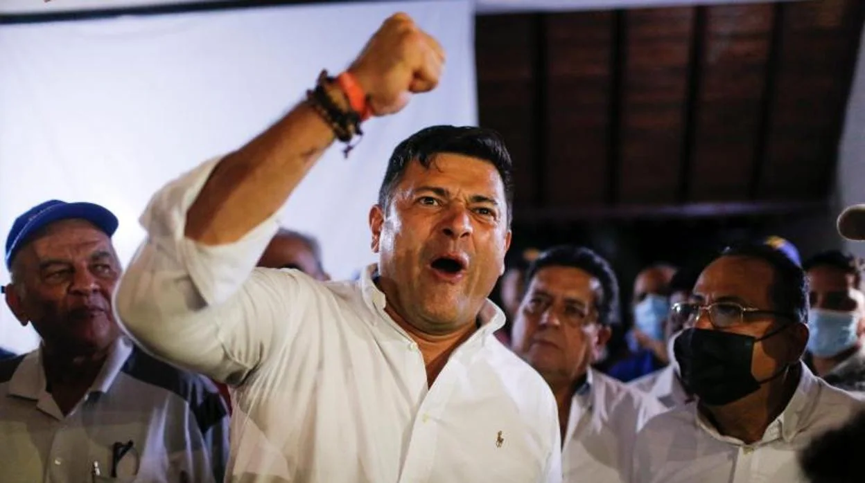 Freddy Superlano, del partido opositor Voluntad Popular, tras ganar las nuevas elecciones en Barinas
