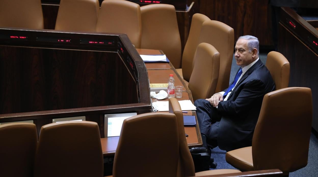 Benjamin Netanyahu, en el parlamento israselí cuando era primer ministro