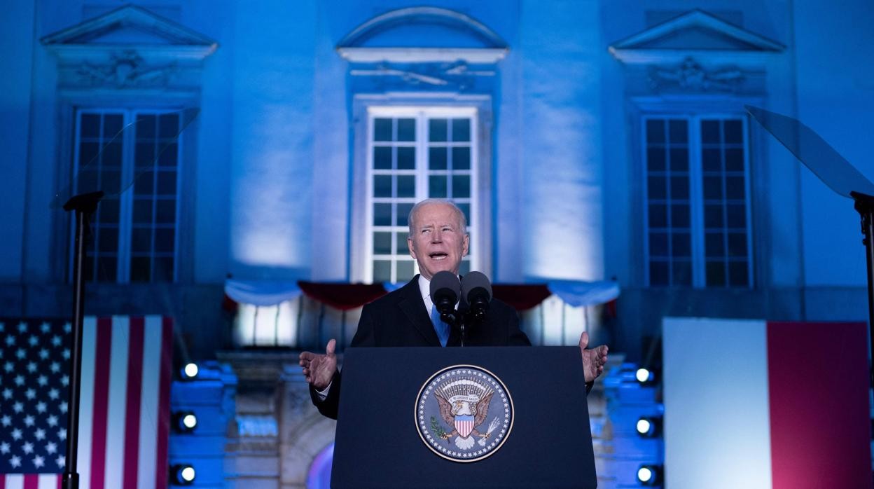 El presidente de EE.UU., Joe Biden, durante su discurso en Varsovia