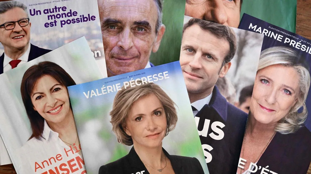 Carteles de campaña de los candidatos a las presidenciales francesas