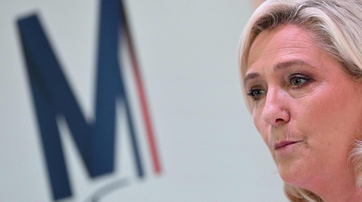 Marine Le Pen, durante la rueda de prensa de este miércoles