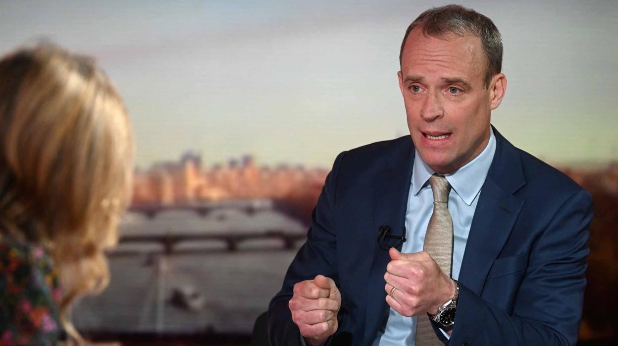 El vice primer ministro británico, Dominic Raab, este domingo durante la entrevista con la cadena Sky News