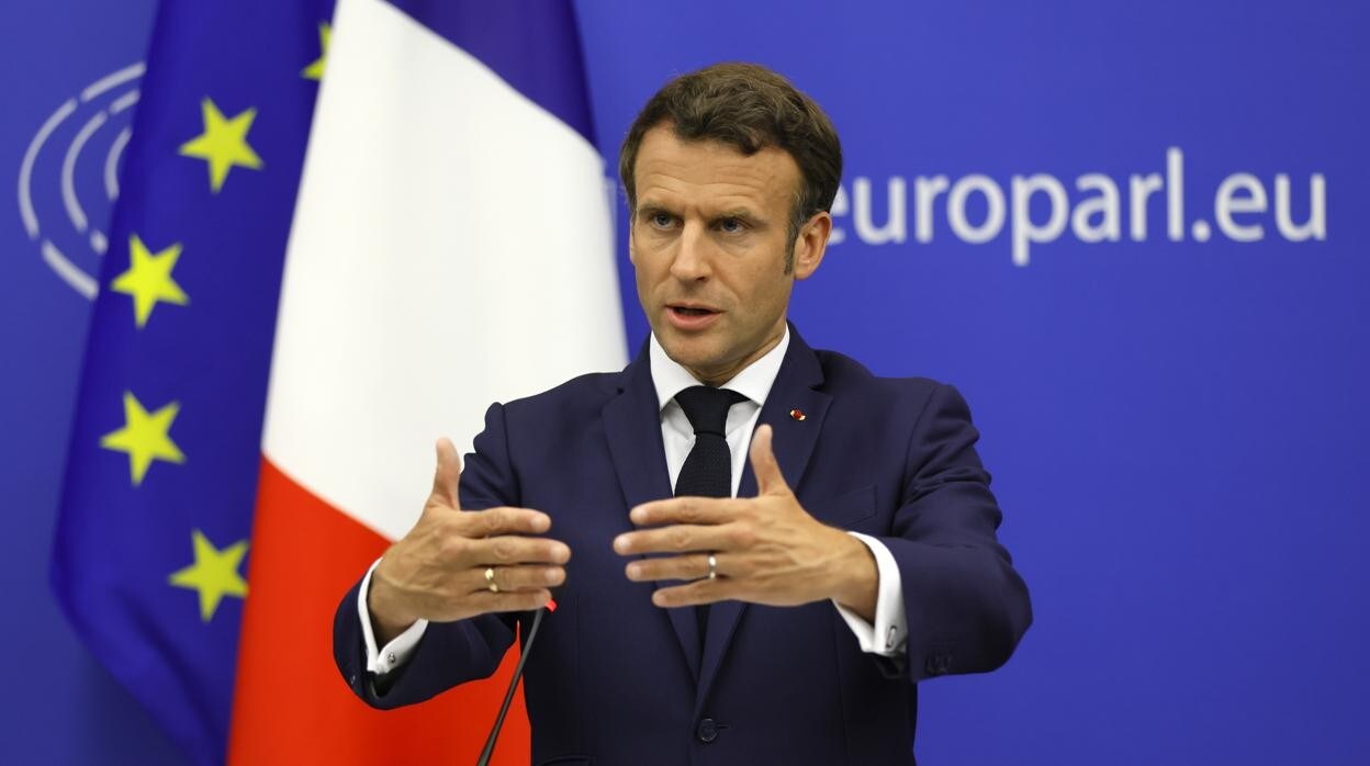 El presidente francés, Emmanuel Macron, en el Parlamento Europeo celebrando el Día de Europa