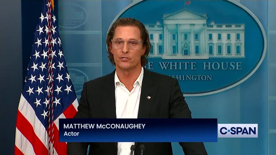 El alegato de Matthew McConaughey en la Casa Blanca frente a la inacción sobre las armas