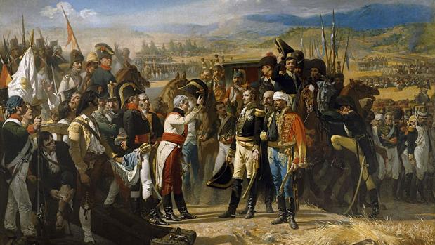 La obra representa la rendición del general francés Pierre-Antoine Dupont de l'Étang (1765-1840) tras la derrota del ejército francés en la batalla de Bailén
