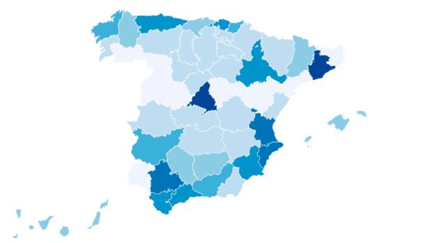 El Gordo de la Lotería de Navidad, por provincias