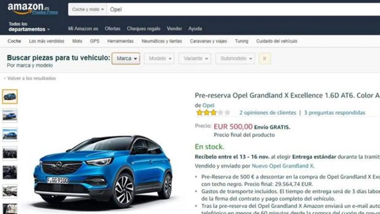 Amazon reta a los concesionarios y comienza a vender coches nuevos en España