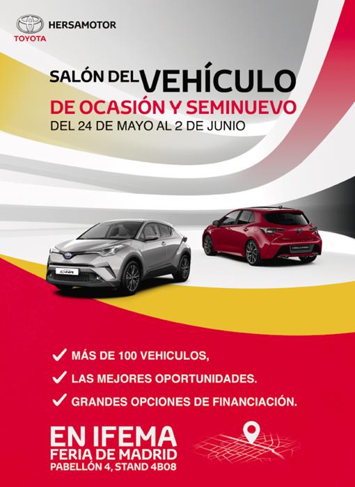 Toyota Hersamotor te espera en el Salón del Vehículo de Ocasión y Seminuevo de Ifema del 24 de mayo al 2 de junio