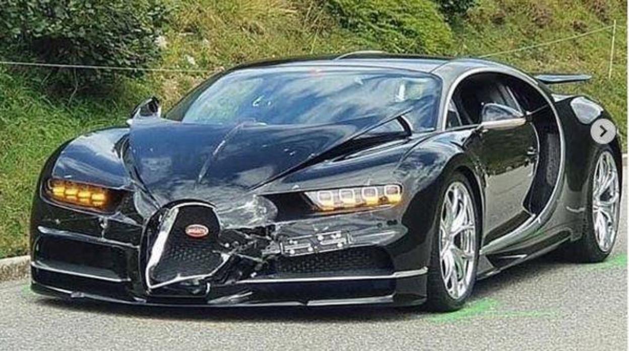 Estado en el que quedó el Bugatti Chiron, el vehículo más caro involucrado en el carísimo accidente