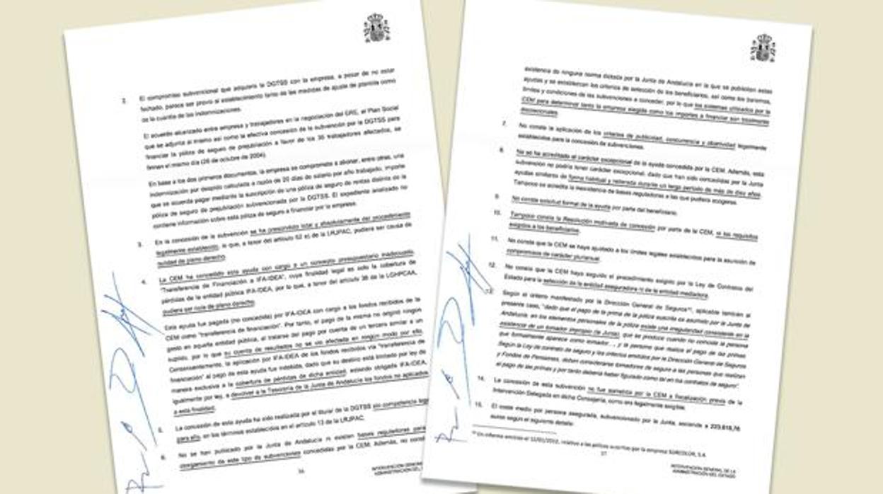 La Intervención General de la Administración del Estado (IGAE) enumera en un informe 21 irregularidades detectadas en el ERE que la Junta concedió al Grupo Joly, «nulo de pleno derecho»