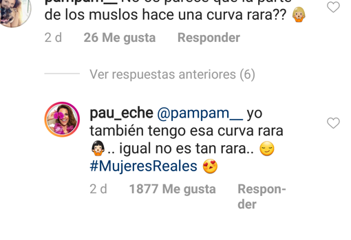 Comentario de apoyo de Paula echevarría