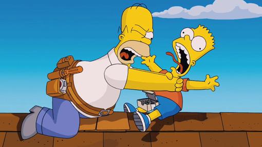 Una tipica escena familiar entre Homer y Bart