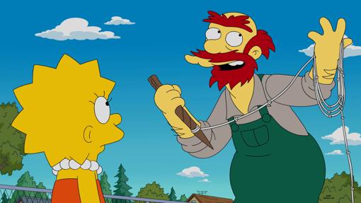 Willie, en una escena de 'Los Simpson' junto a Lisa.