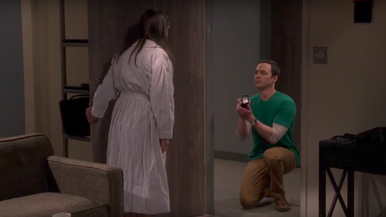 Sheldon, en el momento de pedirle a Amy matrimonio.