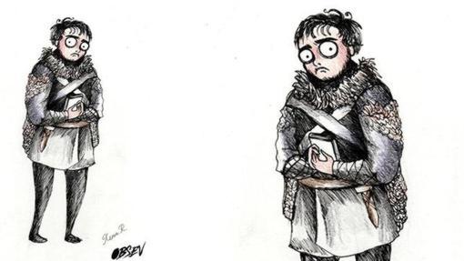 Samwell Tarly al estilo Tim Burton