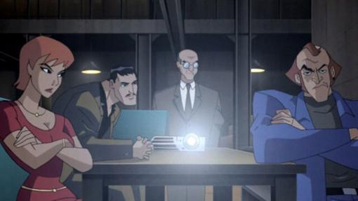 Deadshot, Plastique y el Capitán Boomerang sin sus trajes en la serie Justice League Unlimited