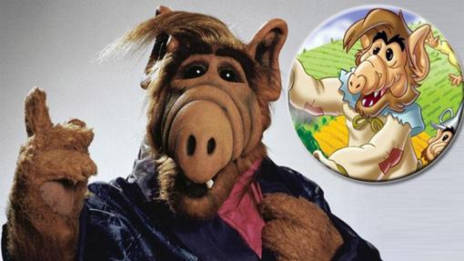 ALF en imagen real (como marioneta) y como dibujo animado