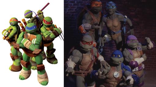 Muestras de las series de Ninja Turtles. A la izquierda, la serie actual de Nick y a la derecha "The Next Mutation", la serie live-action de las Tortugas