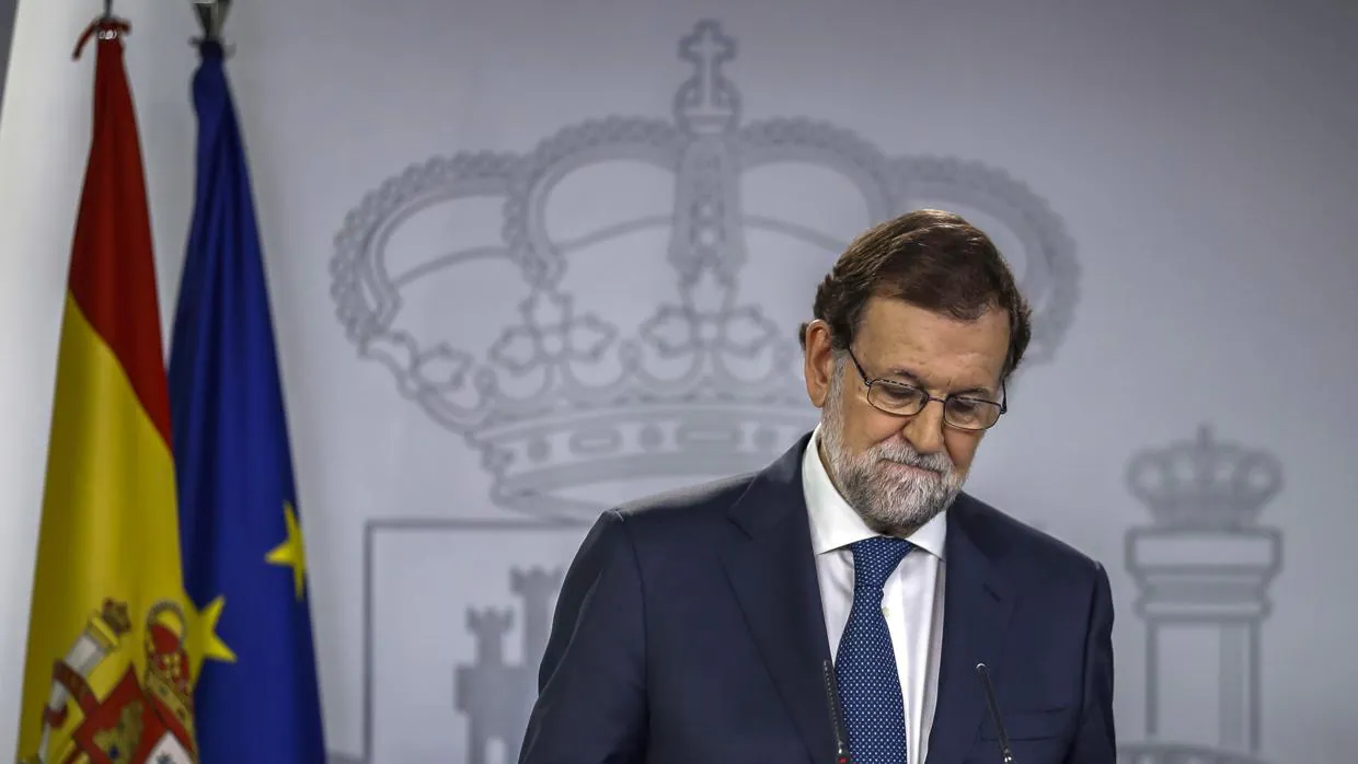 El presidente del Gobierno, Mariano Rajoy, durante su comparecencia