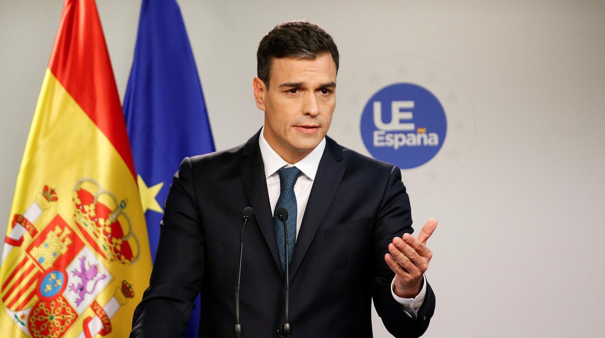 Pedro Sánchez en un acto de la Unión Europea