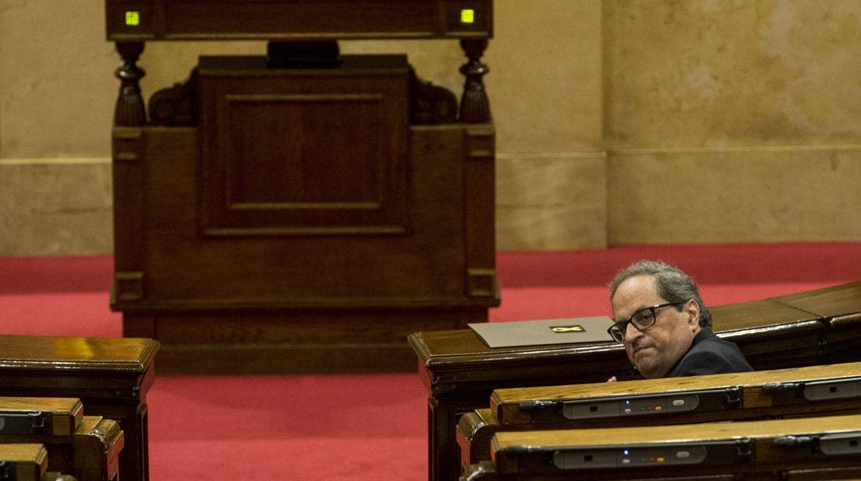 Quim Torra, durante la sesión de control en el Parlamento catalán