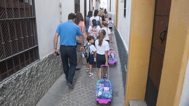 Primer día de colegio en un colegio de Córdoba