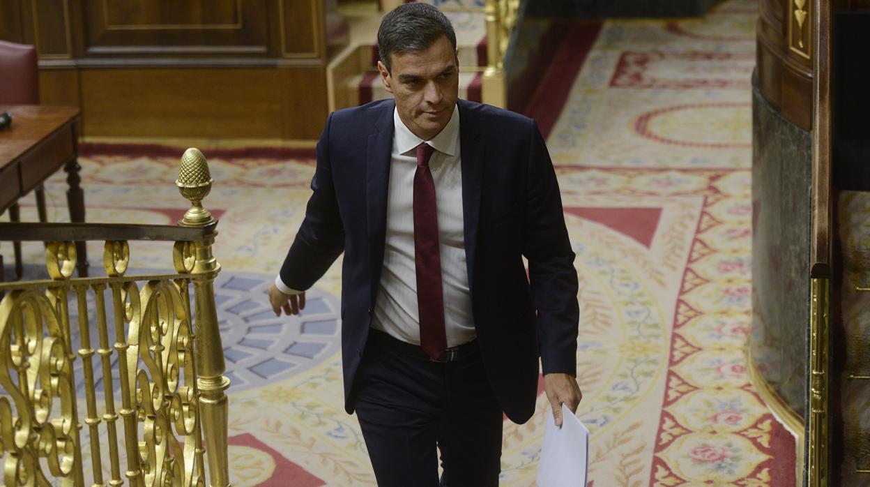 Pedro Sánchez durante la sesión de control al Gobierno en el Congreso