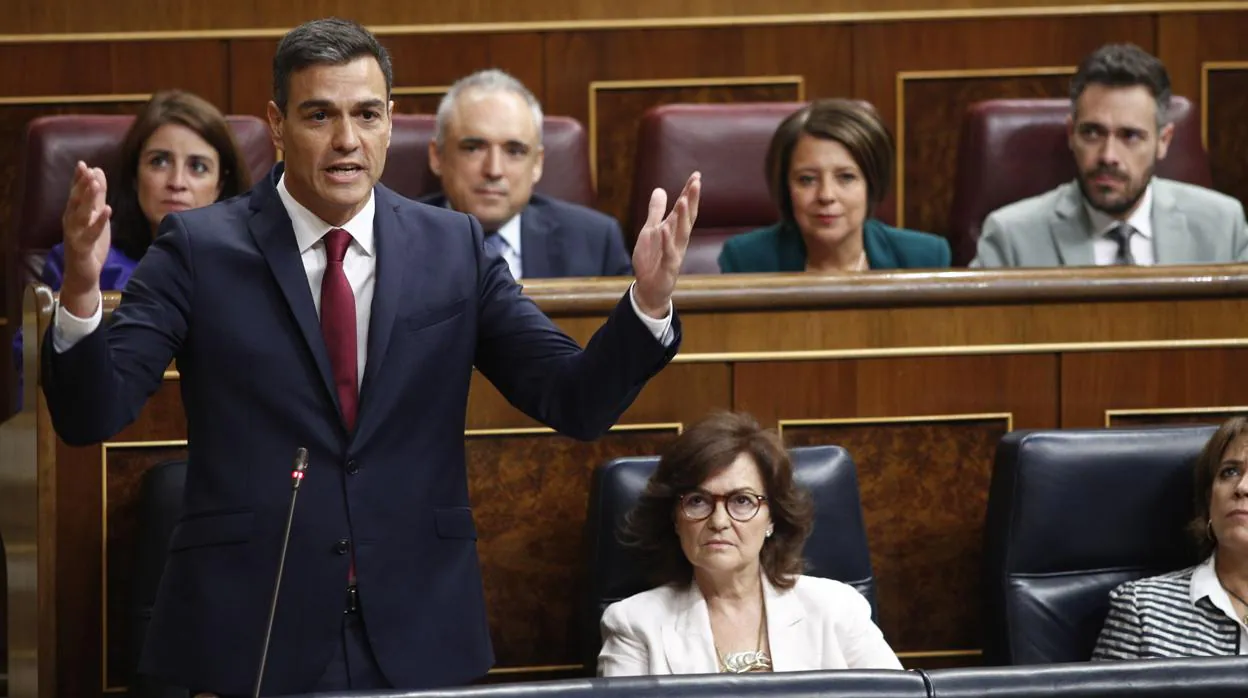 Pedro Sánchez, durante la sesión de control al Gobierno en el Congreso