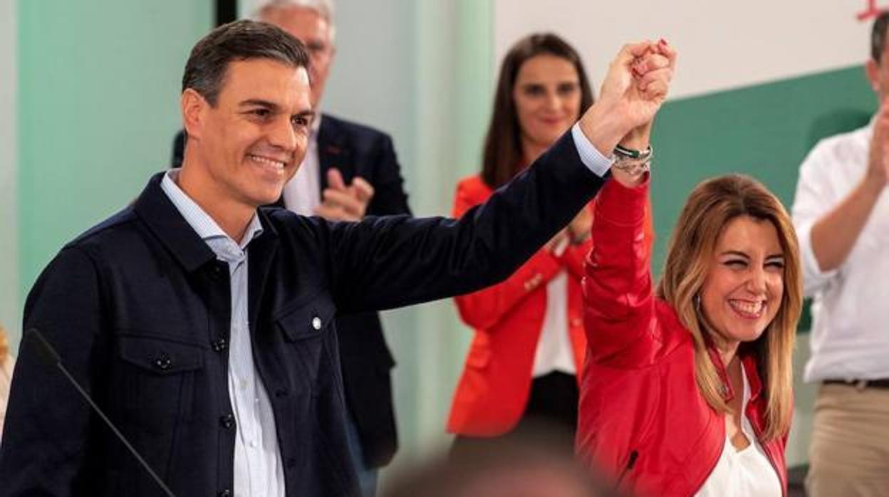 Pedro Sánchez y Susana Díaz en el mitin de Chiclana