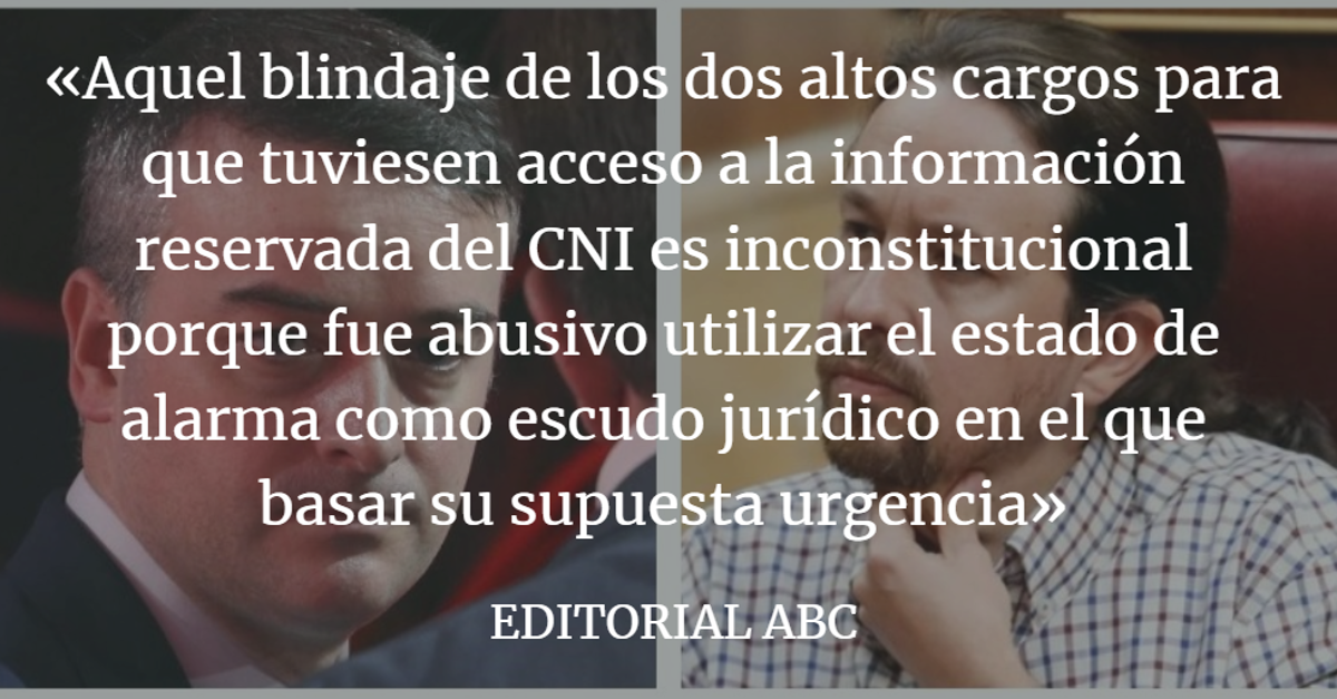 Editorial ABC: El TC desnuda la trampa de Iglesias y Redondo en el CNI