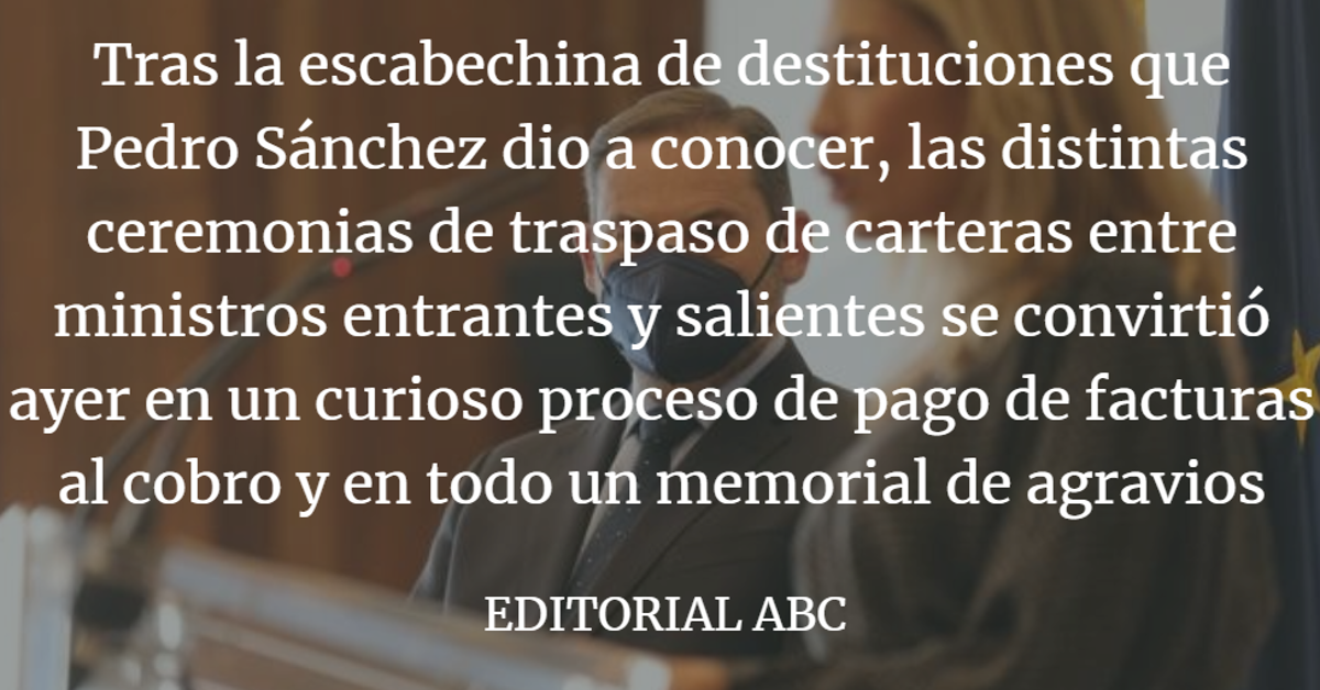 Editorial ABC: Memorial de agravios en el relevo de ministros