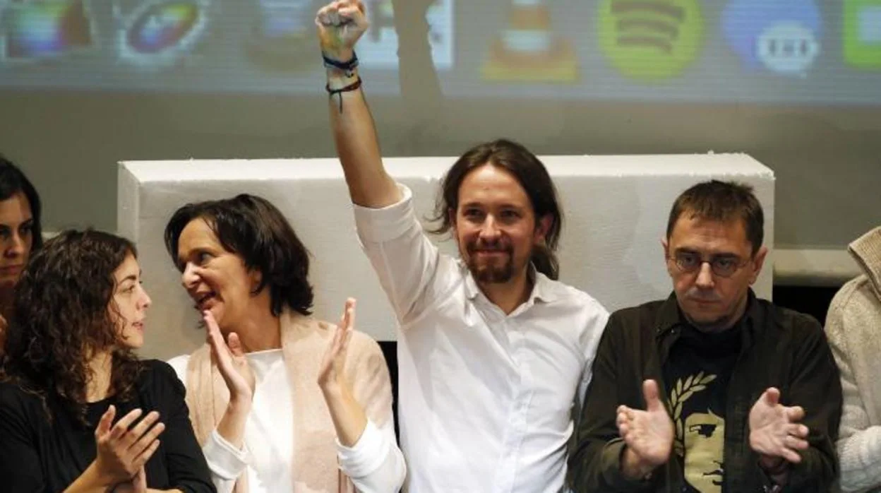 Pablo Iglesias, Juan Carlos Monedero y Carolina Bescansa, exdirigentes de Podemos