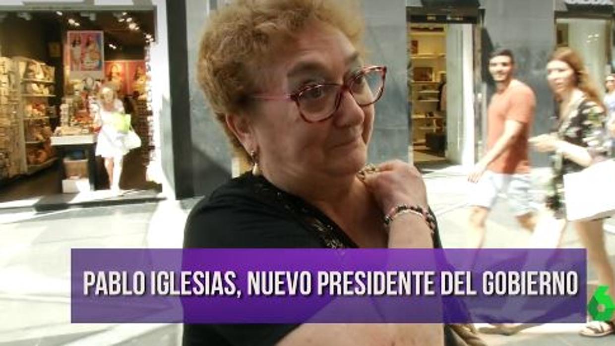Una señora se indigna al creer que Pablo Iglesias será el nuevo presidente