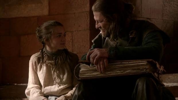 Arya y Ned Stark, en la primera temporada de «Juego de Tronos»