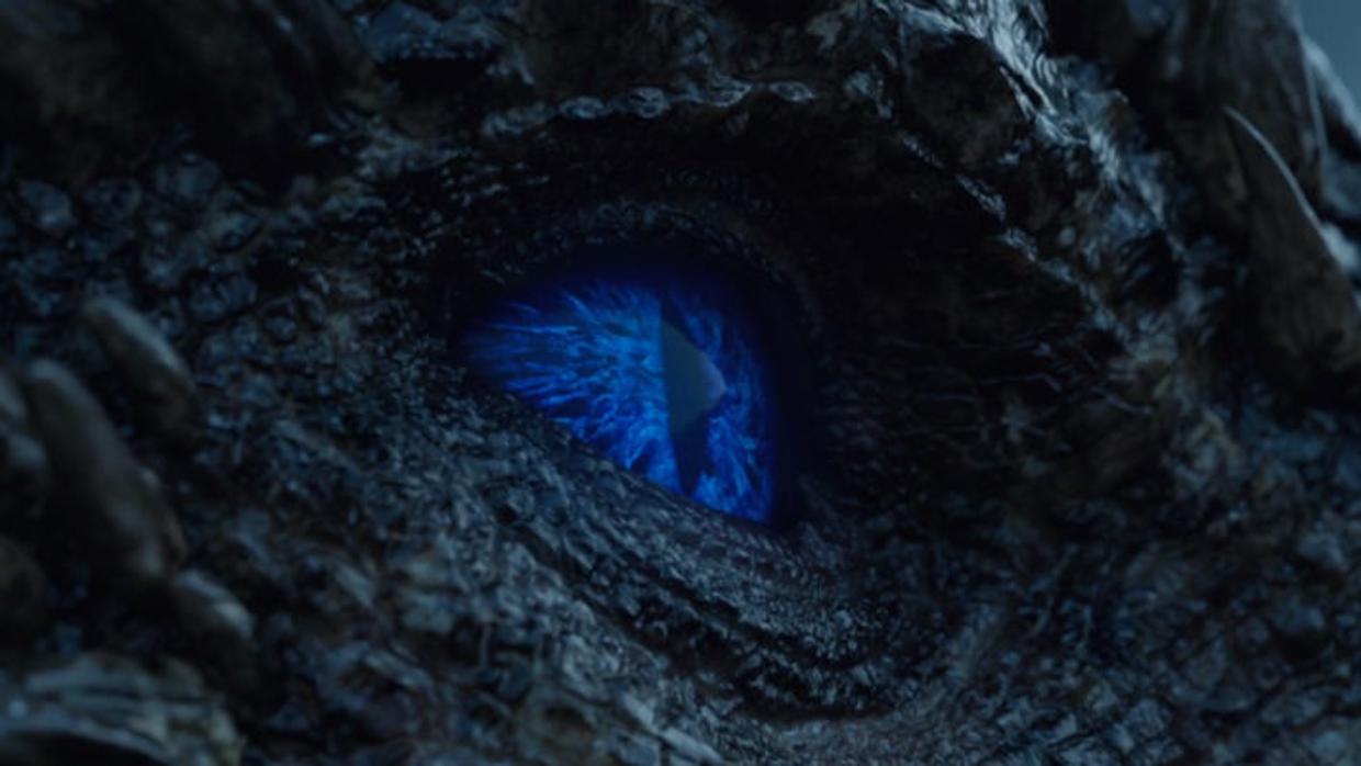 Viserion tras ser convertido en espectro en «Juego de tronos»