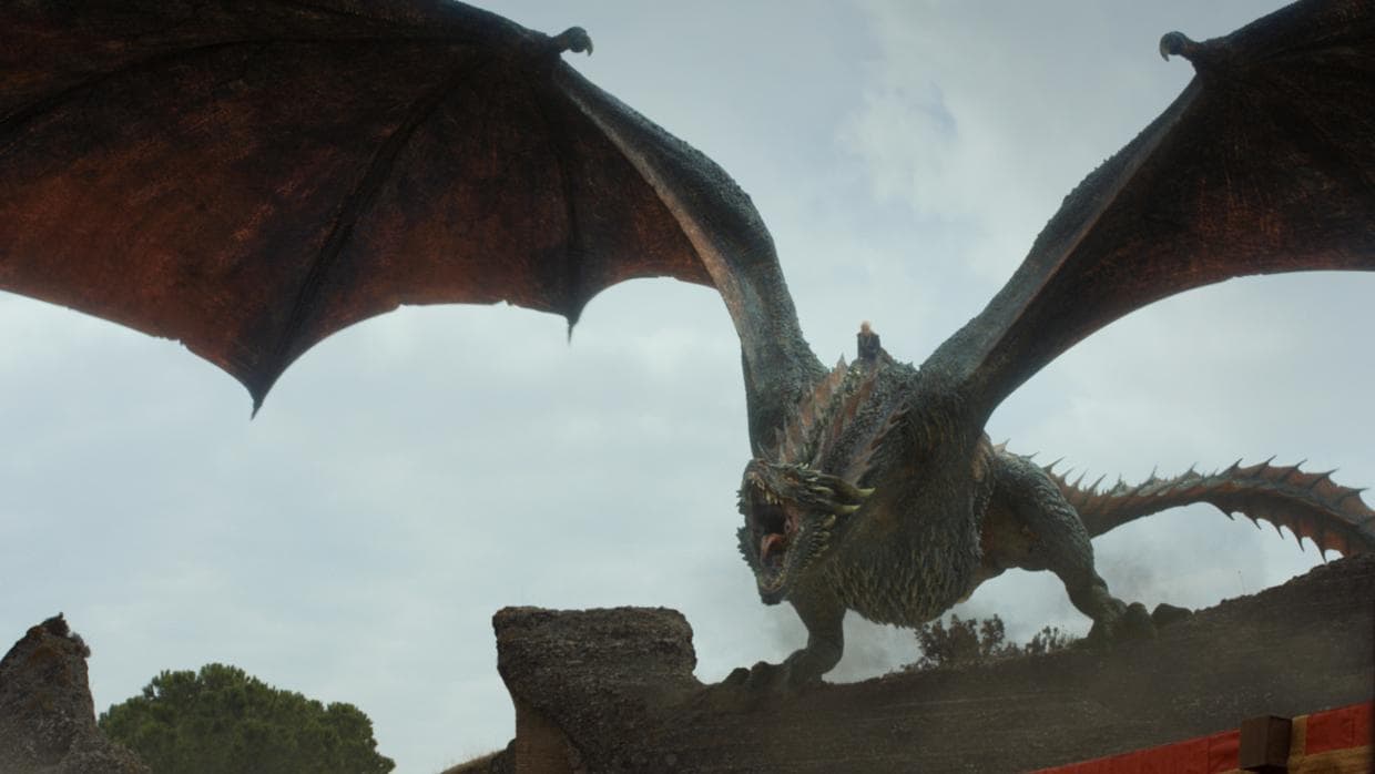 Drogon, montado por Daenerys Targaryen en «Juego de tronos» 7x07