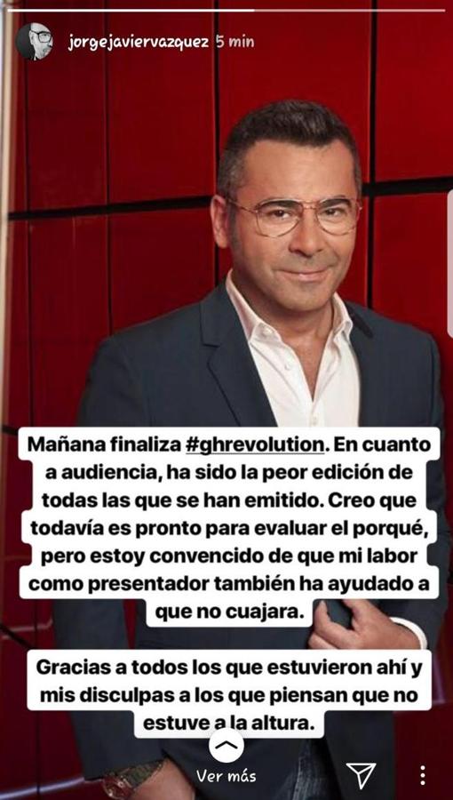 Jorge Javier reconoce su culpa en el fracaso de «GH Revolution»: «No estuve a la altura»