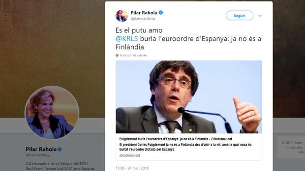 Pilar Rahola gafa a Puigdemont: se jacta de saber su paradero y lo detienen