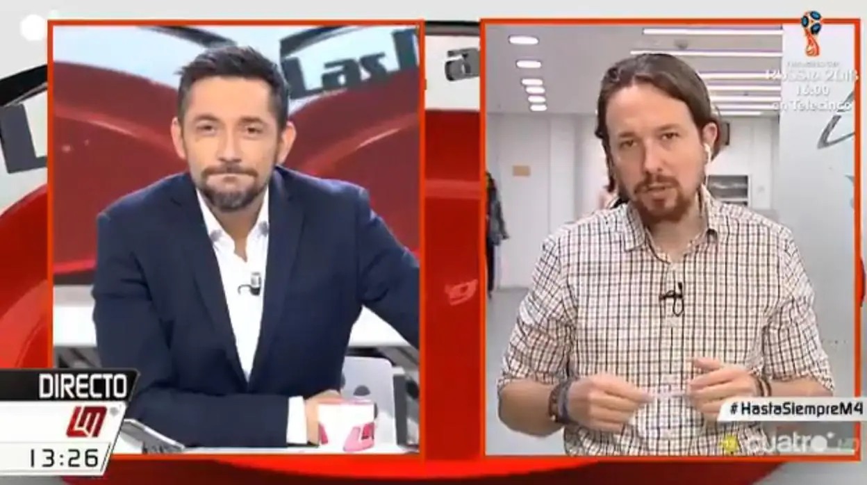 Pablo Iglesias se despide en directo de «Las mañanas de Cuatro» y Javier Ruiz