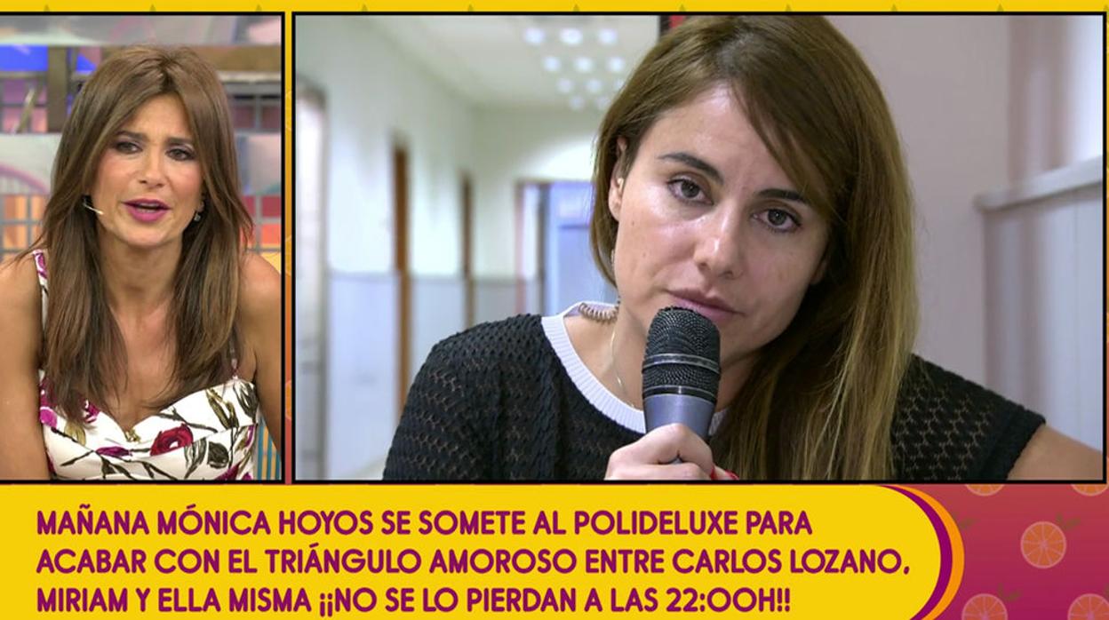 Mónica Hoyos ayer en «Sálvame» anunciando su polígrafo en «Sábado deluxe»