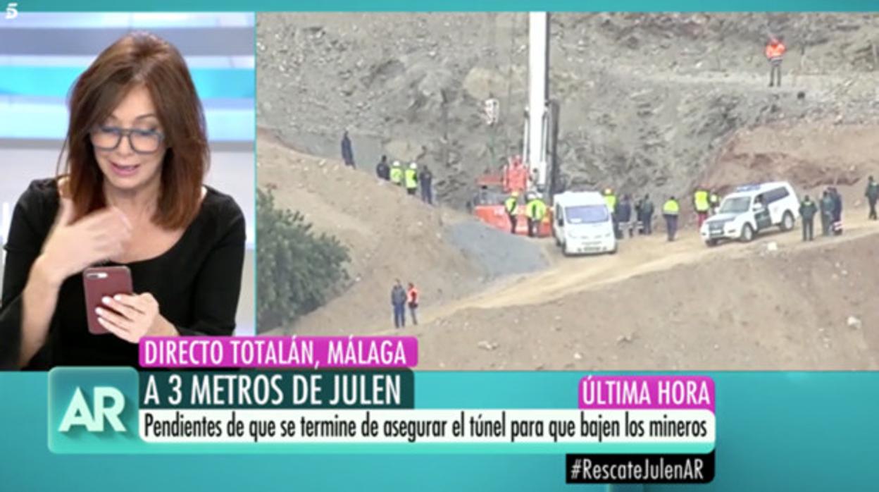 Ana Rosa, durante la cobertura del rescate de Julen que critica el Consejo Audiovisual de Andalucía