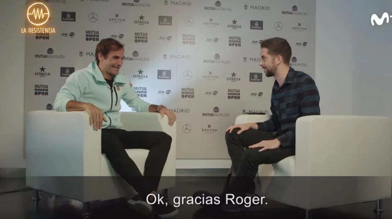David Broncano y Roger Federer, durante su entrevista para «La Resistencia»