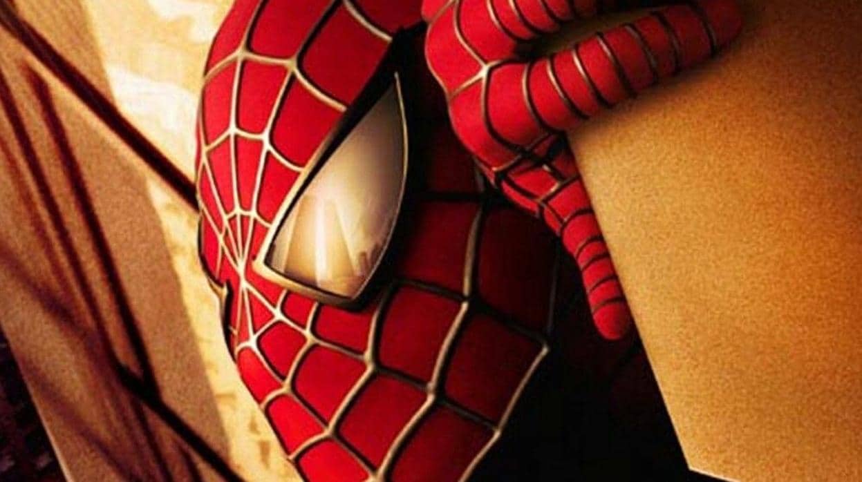Fragmento del cartel original de «Spider-Man», con las Torres Gemelas reflejadas