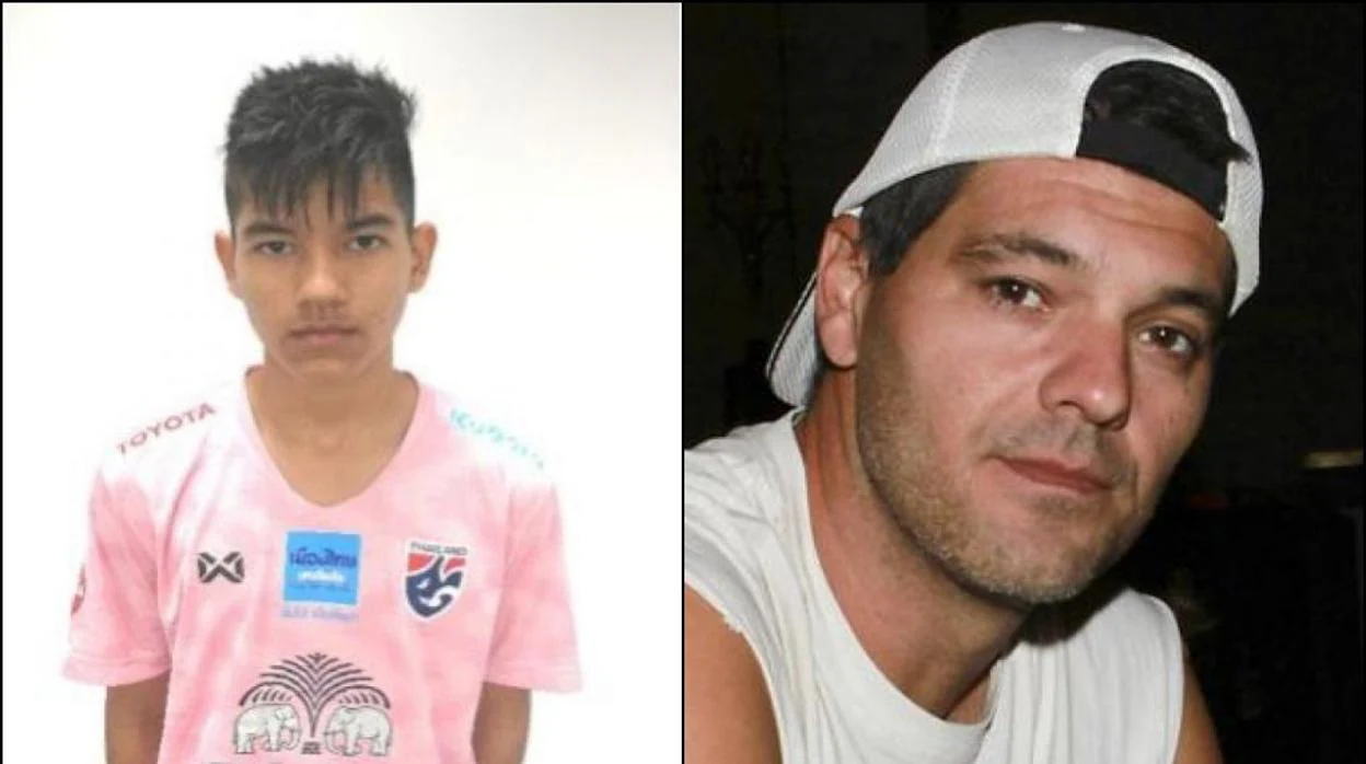 A la izquierda, Zape Cuesta, con la camiseta de la selección de Tailandia. A la derecha, su padre Frank
