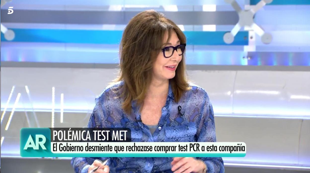 Ana Rosa Quintana durante la emisión de «El programa de Ana Rosa» el pasado lunes