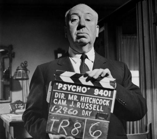 Hitchcock, durante el rodaje de «Psicosis»