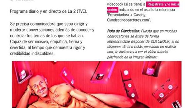 Se busca presentadora «tierna» para un programa de TVE en Barcelona