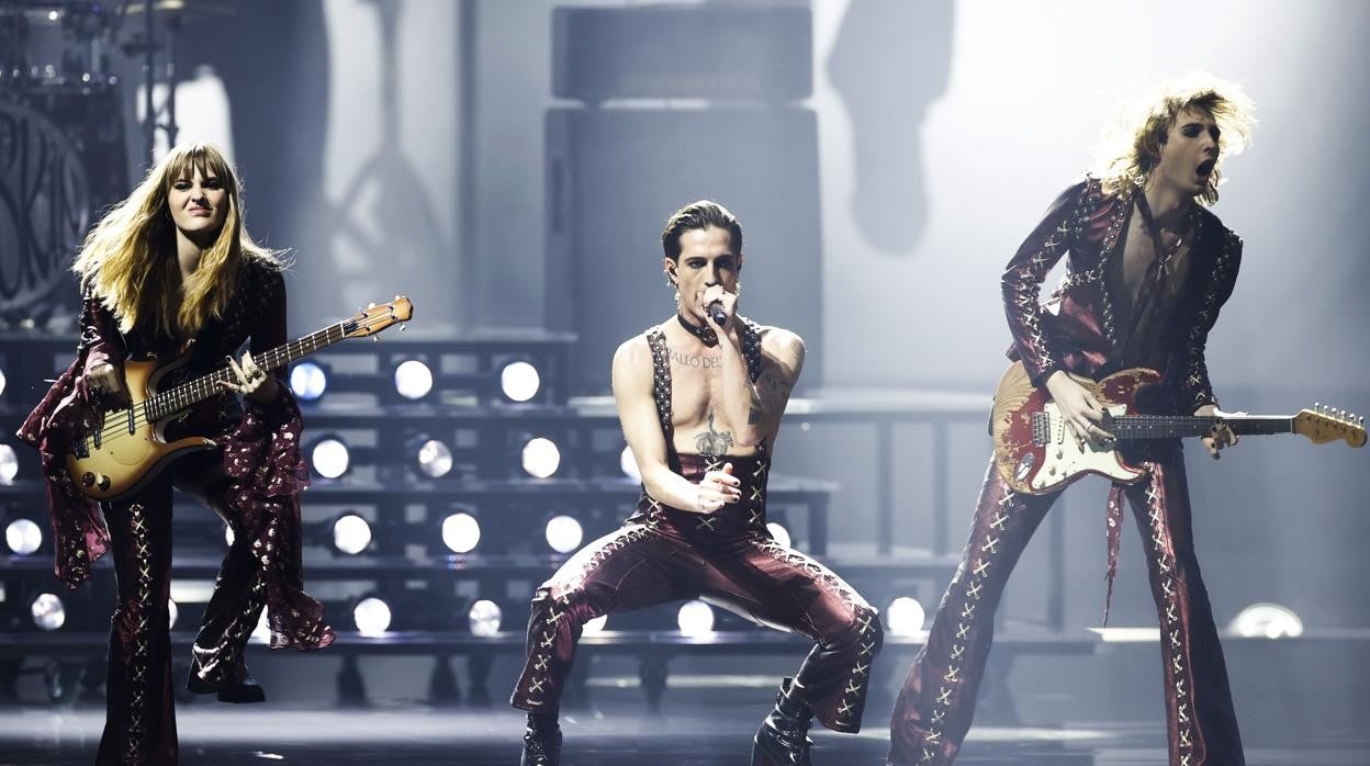 Maneskin, durante la actuación con la que arrasaron en Eurovisión